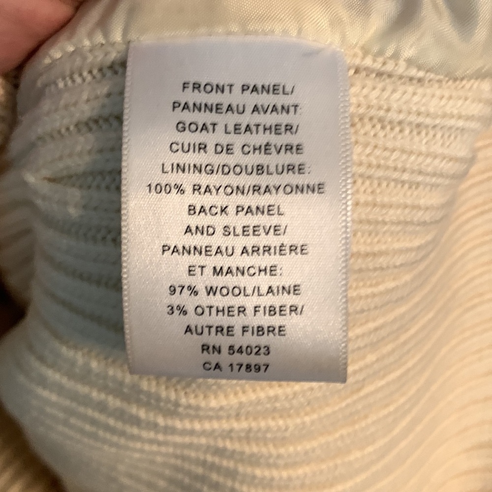 Banana Republic cream wool and leather sweater  Sz M - Picture 4 of 5